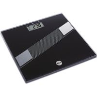 Balanza personal eléctrica Eldom TWO140/C, de cristal, negra, hasta 150 kg, medición de grasa.