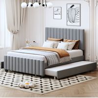 Bett Doppelbett mit Stauraum Ausziehbett 140x190 Grau OKMYHOME