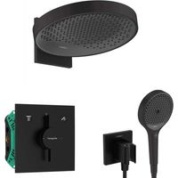 Hansgrohe - Brauseset mit Unterputzarmatur, mit Einbaukörper, Durchmesser 36 cm, 3 Strahlarten, schwarz matt SANI21HHH409