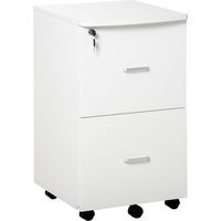 Cajonera de Oficina Mueble Auxiliar con 2 Cajones Cierre con Llave para Estudio Despacho 43x45x72 cm Blanco