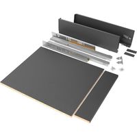 Emuca Kit di cassetti per cucina o bagno Vertex con regolazione 3D, altezza 93 mm, con pannelli inclusi, modulo 450 mm, Grigio antracite
