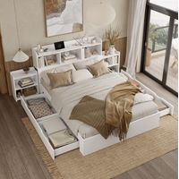Cama doble 140x200 con cajones y carga inalámbrica OKMYHOME
