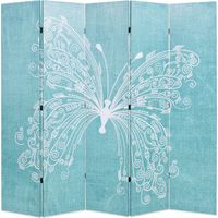 Paravento divisorio parete divisoria mobile decorativo 200 cm motivo farfalla blu 0802048