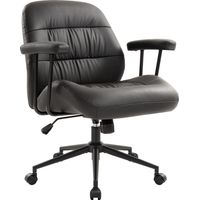 IWMH Chaise de bureau, Fauteuil pivotante ergonomique avec accoudoirs amovibles, Siege en cuir PU réglable - Noir