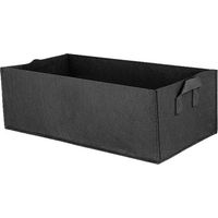 Conjunto de 2 jardineras elevadas de tejido transpirable con asa, de 100 x 60 x 20 cm, rectangulares, para cultivar hortalizas y flores, de color negro.