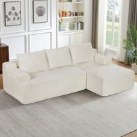 Canapé d'angle convertible 3 Places,canapé convertible,canapé 3 Places,canapé compressé modulaire,canapé de salon,avec méridienne en Forme de L,Pas de Montage nécessaire,Blanc