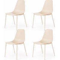 Set 4 Sedie Moderne Con Schienale Ergonomico In Polipropilene E Gambe In Metallo Cucina Sala Da Pranzo Soggiorno Ufficio Studio Design Minimal Scandinavo 87 x 53 x 49 Cm Colore Beige