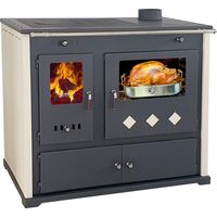 EEK A+ Kaminofen mit Backfach und Herdplatte Practik Lux Holzofen 9,5 kW Kamin Ofen Dauerbrandofen Werkstattofen Schwedenofen Hüttenofen Heizofen