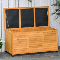 Coffre de jardin, coffre à coussins, coffre de rangement, coffre de jardin, résistant aux intempéries, bois massif, 127 x 56 x 60 cm, jaune