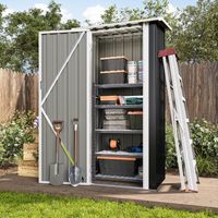 Aoxun Metall-Gartenhaus, verriegelbare Tür, Außenschrank, robust und rostbeständig, Werkzeugschuppen mit Pultdach, Schwarz, 88 x 61 x 164 cm