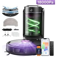 VACTIDY CLEANOVA W15 - ROBOT ASPIRATEUR LAVEUR - STATION SANS SAC VIDANGE AUTOMATIQUE - 18000PA - 4L - 200 MIN - NAVIGATION LIDAR - ALEXA/APP/IWATCH
