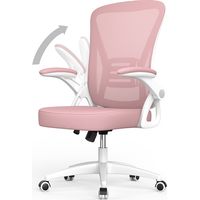 Office Chair Ergonomic - Bigzzia Desk Chair with 90° Flip-up Armrest Lumbar Support - Executive Swivel Computer Chair - Pink