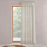 Gardine mit Kräuselgalon Voilage Leinenoptik Beige 140x280cm FUJORA