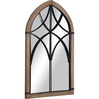 Specchio ad Arco in Legno e Vetro 60x93 cm Marrone e Nero con Ganci