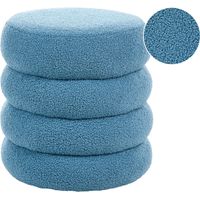 Pouf en Tissu Bouclé Rond Meuble de Chambre Salon Bleu Sumpter