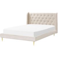 Bett mit Lattenrost Samtstoff FORBACH 140 x 200 cm Beige
