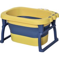 Bañera plegable bébé portátil con patas antideslizantes 75,3x55,4x43 cm amarillo azul