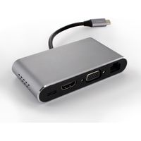 Adattatore USB-C 8in1: HDMI,RJ45,USBA-C,VGA,SD/microSD - Grigio