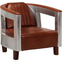 Fauteuil aviateur en cuir véritable marron
