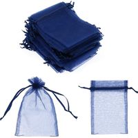 MINKUROW Borsa Con Coulisse In Organza, 10 X 15 Cm, Trasparente, Per Gioielli, Matrimonio, Festa, Regalo Di Natale, Borsa Regalo, 100 Pezzi Blu