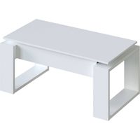 Tavolino da caffè sollevabile - Melaminico bianco - L 105 x P 55 x H 45 cm NOVA