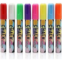 Liquid Chalk Marker - Neon Ink - Erasable On Glass Whiteboard Non-Porous Surfaces - 8 Pieces
