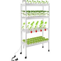 108 Pflanzenplätzen 4 Schichten Hydroponics Growing System Kit aus PVC-U mit Wasserpumpe Zeitschaltuhr, 12 Rohre Erdlose Pflanzenanbau-Systeme mit Universalräder, Hydroponische Anzuchtsets für Gemüse