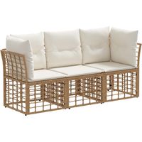vidaXL Outdoor Sofa Set Natural Poly Rattan