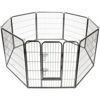 Tresko – Parc enclos pour chiot 8 panneaux 80 cm – Laque martelée résistante aux intempéries – Montage facile avec tirants d'ancrage