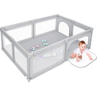 Laufgitter für Baby,Faltbar Baby,Haloyo®,Playpen Kinderzaun,Kinder-Laufstall,mit 50 Kugel,Laufstall Weich et Rutschfest,205 x 147 x 66cm,hellgrau