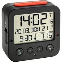 Réveil TFA Dostmann 60.2528.01 radiopiloté(e) noir Heures de réveil 2