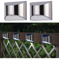 Lot de 2 appliques murales solaires a capteur en acier inoxydable 4 LED