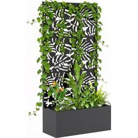 Outsunny – Jardinière en métal avec treillis – Bac à fleurs noir 90 x 35 x 180 cm – Support pour plantes grimpantes et écran d'intimité