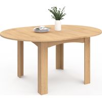 Idmarket – Table à manger extensible ronde 4-8 personnes – Plateau en bois mélaminé – Longueur 110-150 cm – Design contemporain