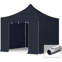3x3 m Faltpavillon PROFESSIONAL Alu 40mm, Seitenteile ohne Fenster, schwarz