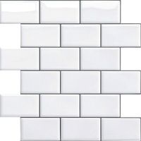 Crédence autocollante pour cuisine et salle de bain, carrelage mural autocollant, crédence de cuisine blanche autocollante, carrelage mural imperméable autocollant en PVC 3D style métro, lot de 4 (noi