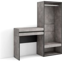 Skraut Home - Table Console d'Entrée, Grand espace de rangement, 130x145x35 cm, Avec tiroir, Vestiaire ouvert, Style moderne, Gris Ciment