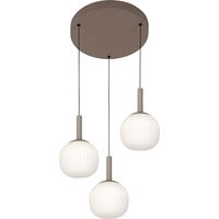 Lampada a sospensione minimal bronzo 3 vetri LED 18W Italux