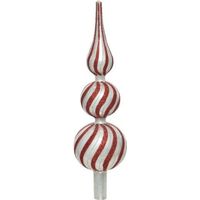Puntale per albero di Natale con sfere in vetro a strisce decorazione e addobbo da 31 cm