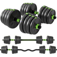 SPORTNOW Set Manubri Pesi 3 in 1 da 16 Dischi in Plastica e Sabbia Verde