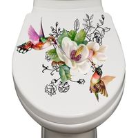 Autocollant personnalisé oiseaux/fleurs, stickers floraux abattant WC, décoration intérieure