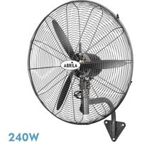 Ventilador de pared industrial ABRILA BORRASCA negro con motor AC de 240W tres velocidades, oscilante y cabezal orientable, protección térmica para interior profesional seguro