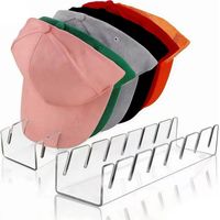 Porte-Casquettes - Support Acrylique Sans Installation Pour Casquettes De Baseball - Convient Aux Casquettes Plates Et Cowboy - 2 Pièces Pour 14 Casquettes - Transparent