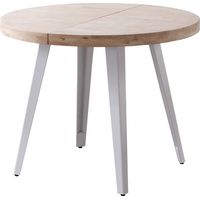 Pegane – Table à manger ronde extensible en bois chêne nordique – pieds blancs – diamètre 100-180 cm – hauteur 76 cm – pour 6 personnes