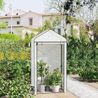 WOLTU Small Greenhouse, Walk in Greenhouse, Garden Greenhouse, 100x50x190cm, White