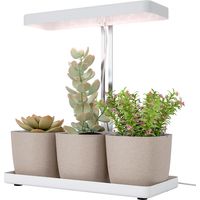 Lampade per Pianta LED 42 Luci con 3 Vasi, Minuterie, Illuminazione Regolabile 45x18,8x47,8 cm Bianco