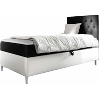 Cama continental Lucus VII, Soft 017 + Fresh 17, Individuales, Continental, 80x200, Cuero ecológico, Tapiz, Somieres, 82x208x115cm