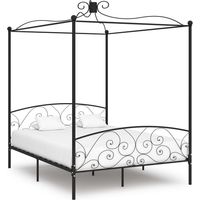 Vidaxl – Cadre de lit à baldaquin noir métal 160 x 200 cm – Structure en métal – Hauteur 28 cm – Pour matelas 160 x 200 cm – Design élégant