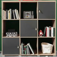 Bibliothèque Moleskin avec 3 portes - anthracite/ancien style