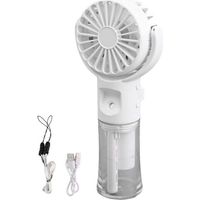 YMYNY Desk Fan Portable Rechargeable Desk Fan with 4 Speed Settings and Water Mist for Kids Students (White)